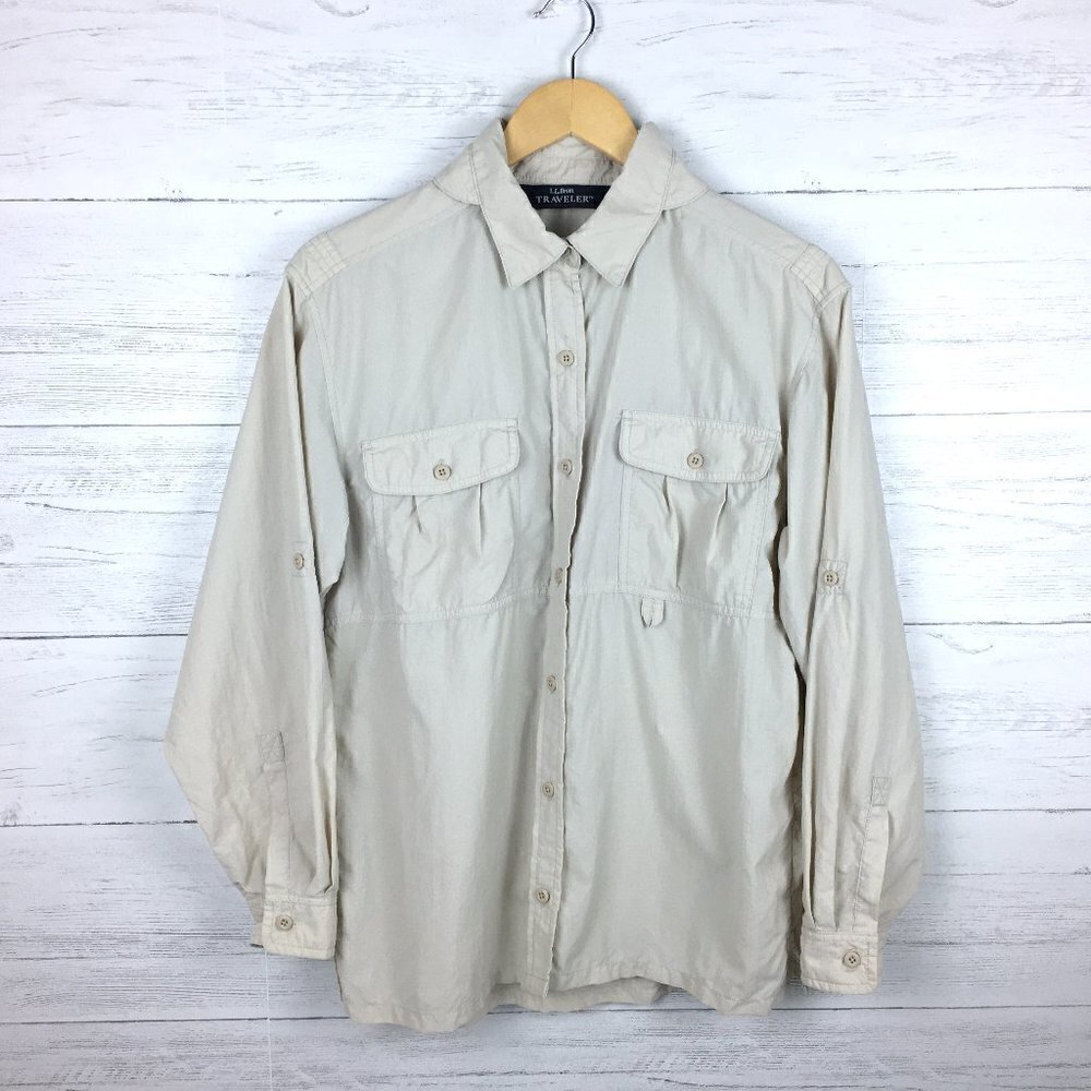 L.L. Bean Traveler Women's Tan Shirt Button Front